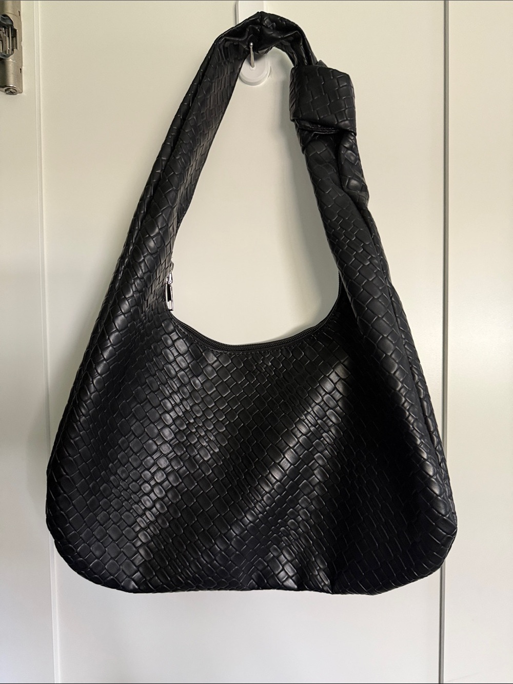 Classic Black Woven Hobo Bag
